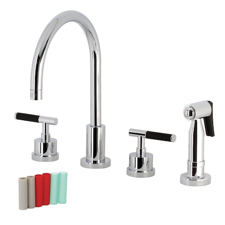 Kingston Brass KS8721CKLBS Widespread Kitchen Faucet with Brass Sprayer, Polished Chrome KS8721CKLBS